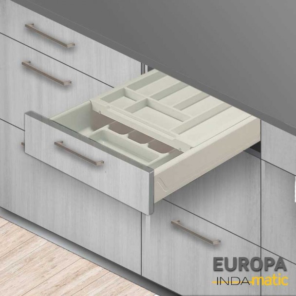 Gaveta de Cozinha Duplo Porta-Talheres Europa PVC Branco